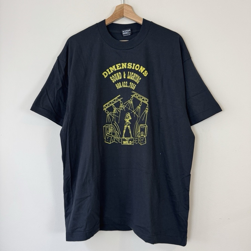 Vintage 90's Burlesque Dimensions Sound Lighting Babe Show Black Tee Shirt - XL